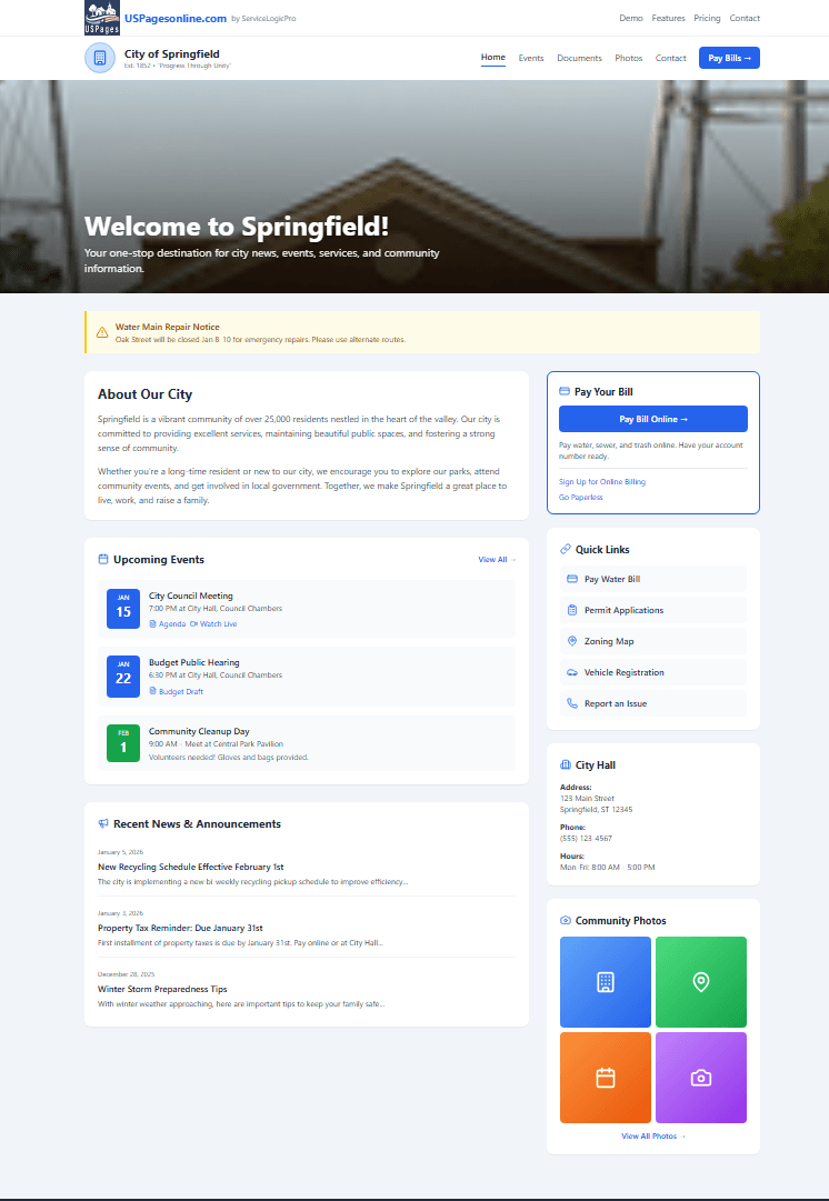 USPages website platform